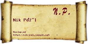 Nik Pál névjegykártya